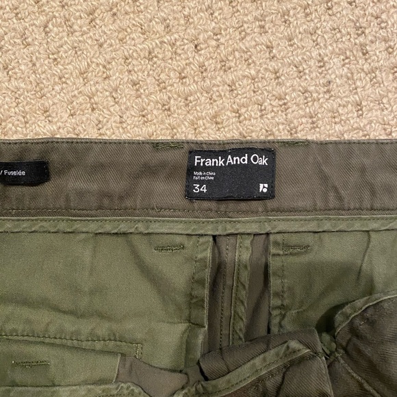 Men's Frank & Oak Tapered Olive Green Pants Size 34 W x 31L - Picture 3 of 5